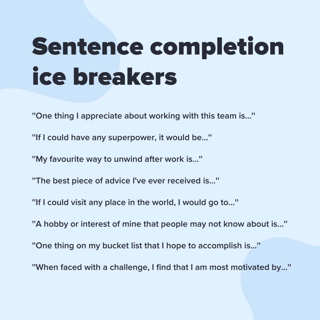 ice breaker sentence completion sentence examples