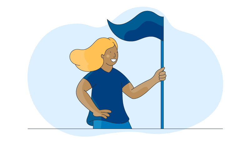 a woman holding a flag representing her career planning goals