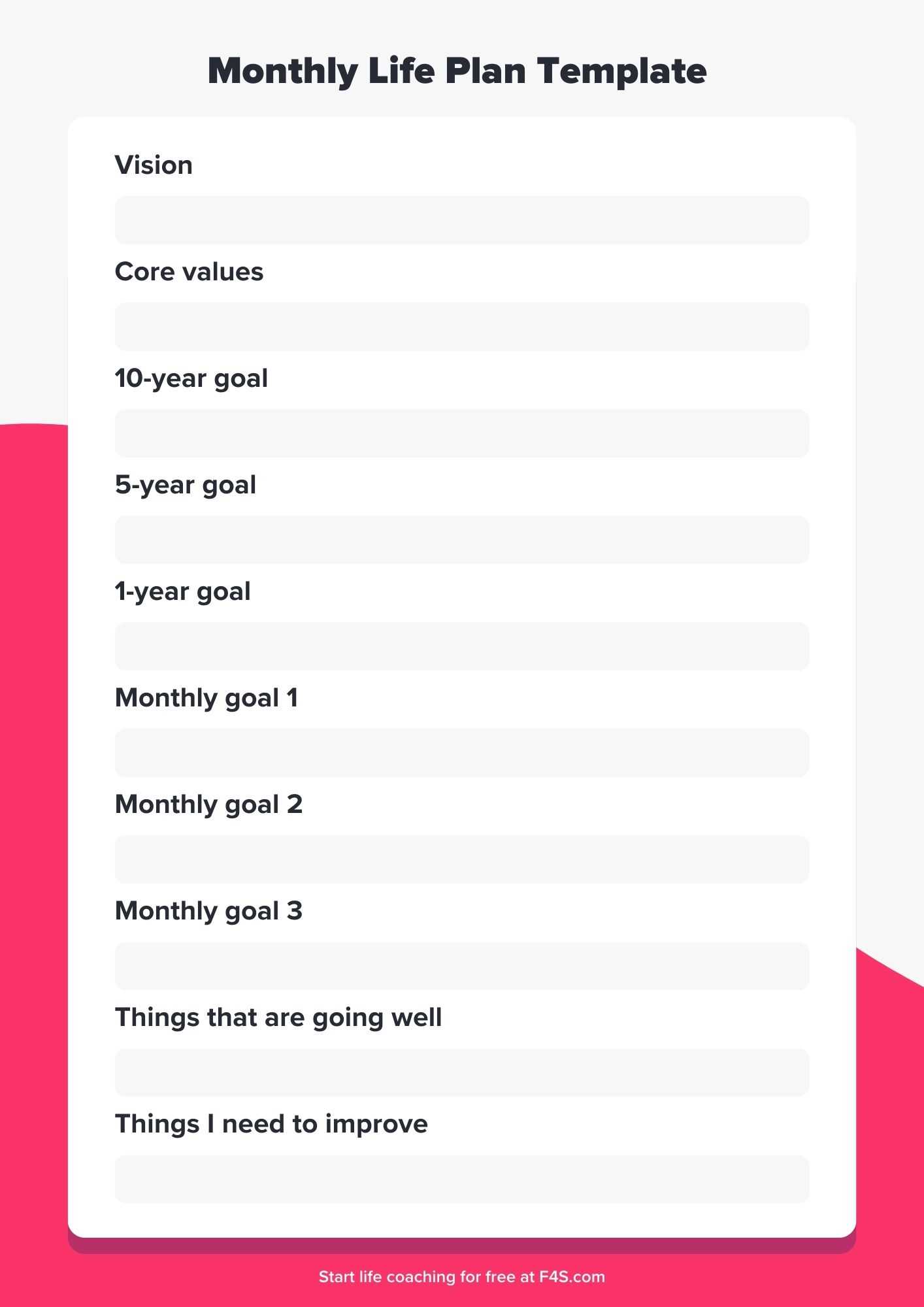 monthly life plan template 