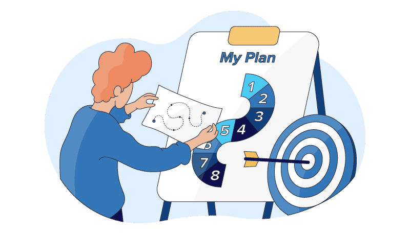 a person setting goals using a step by step plan
