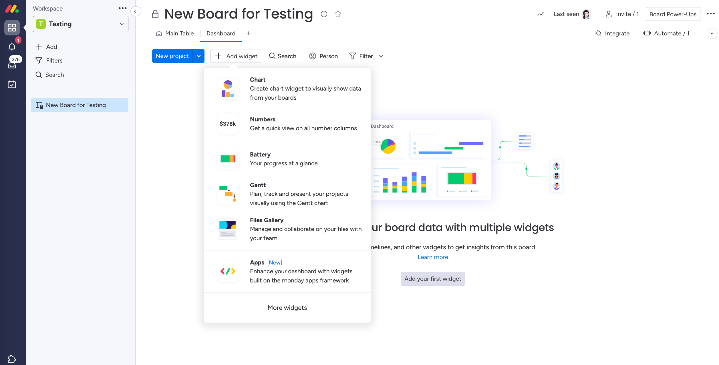 Reports on dashboard